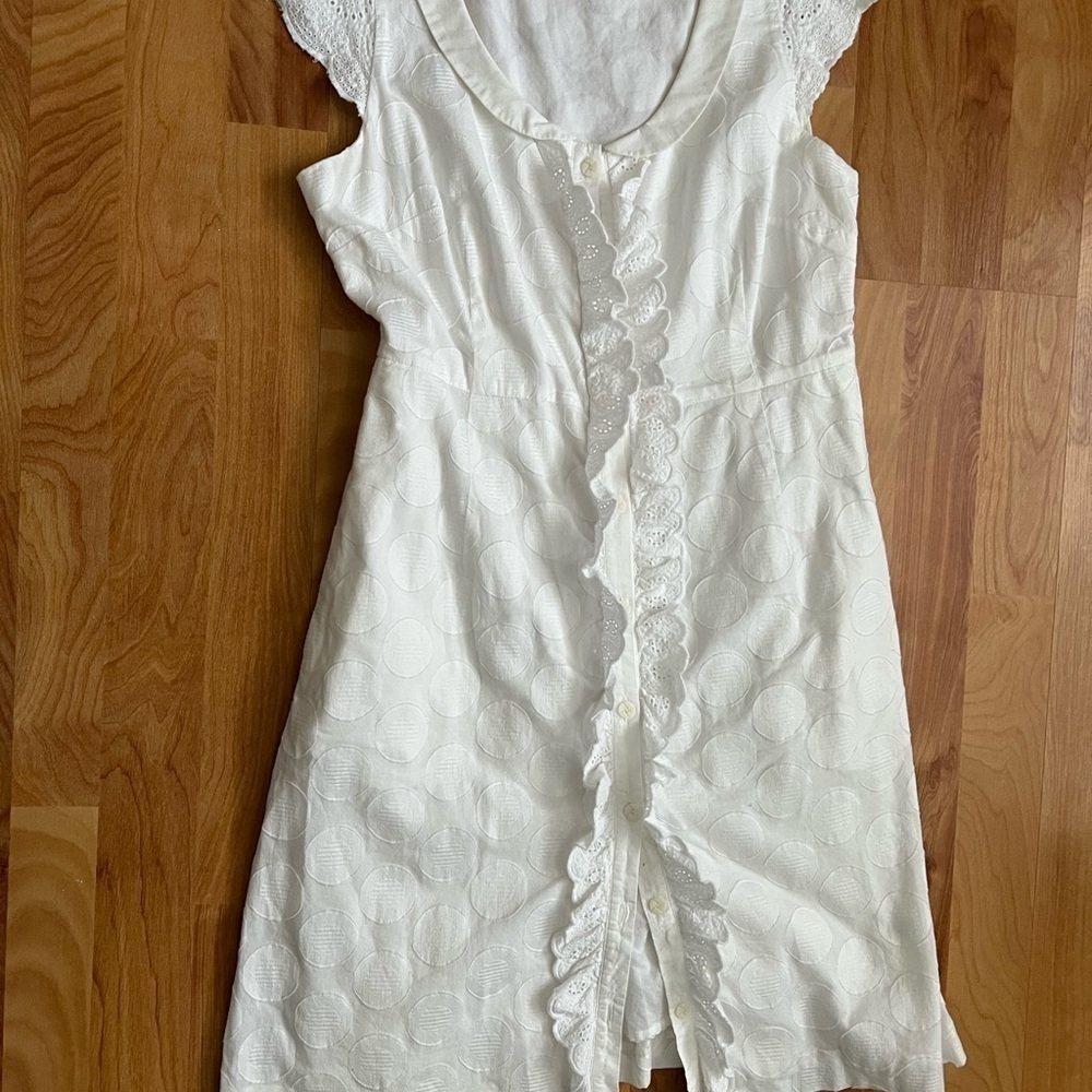 Anthropologie Moulinette Soeurs White Casual Sundress with Flutter Cap Sleeves